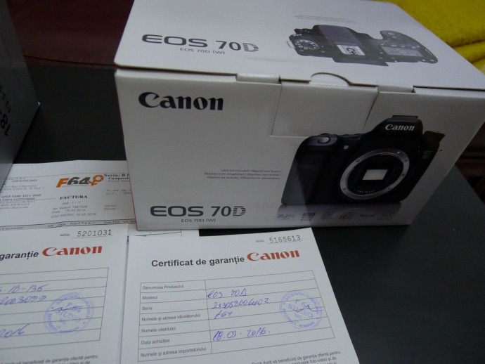  Vand Canon EOS 70D nou cu garantie F64-optional obiectiv nou